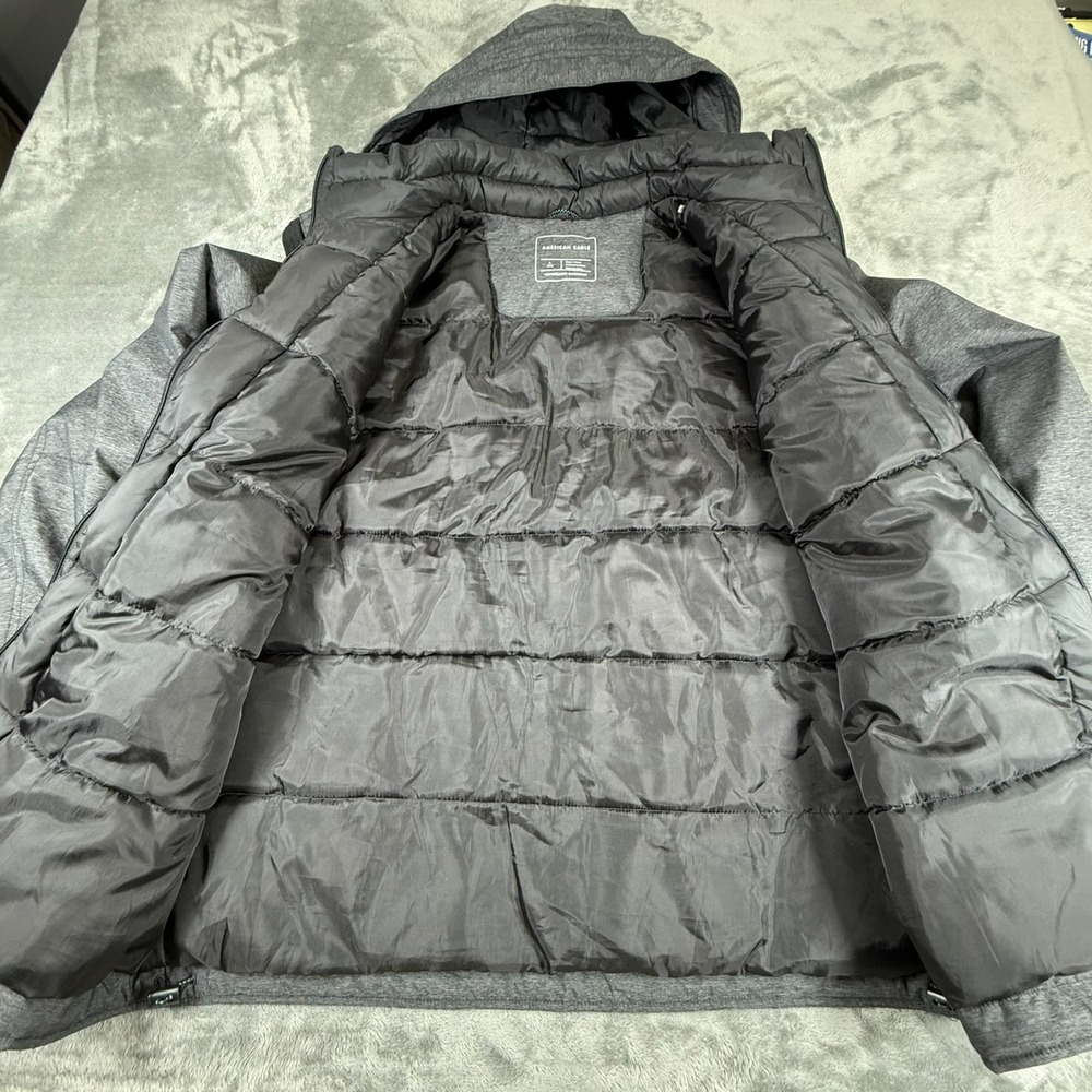 American Eagle Performance Outerwear Men's Large Full Zip Snap Heather Gray Coat - Picture 5 of 14